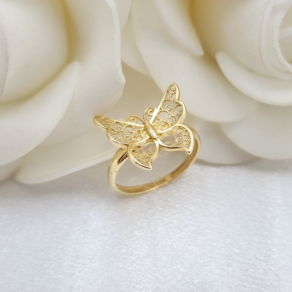 Solid 14k Gold Big Butterfly Ring - Size 7 - Picture 5 of 8